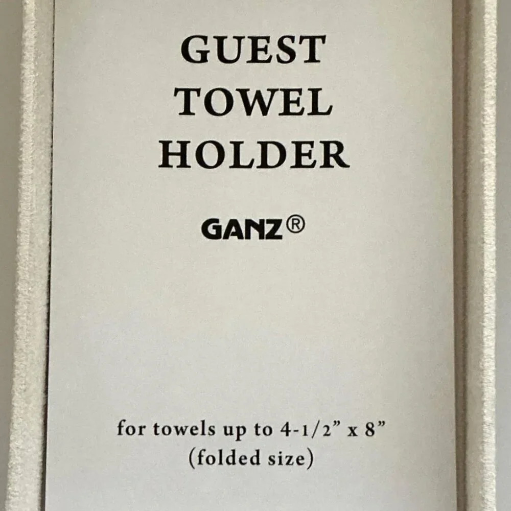 GANZ GUEST TOWEL HOLDER WHITE VANITY TRAY FOR BATHROOM COUNTER ORGANIZATION